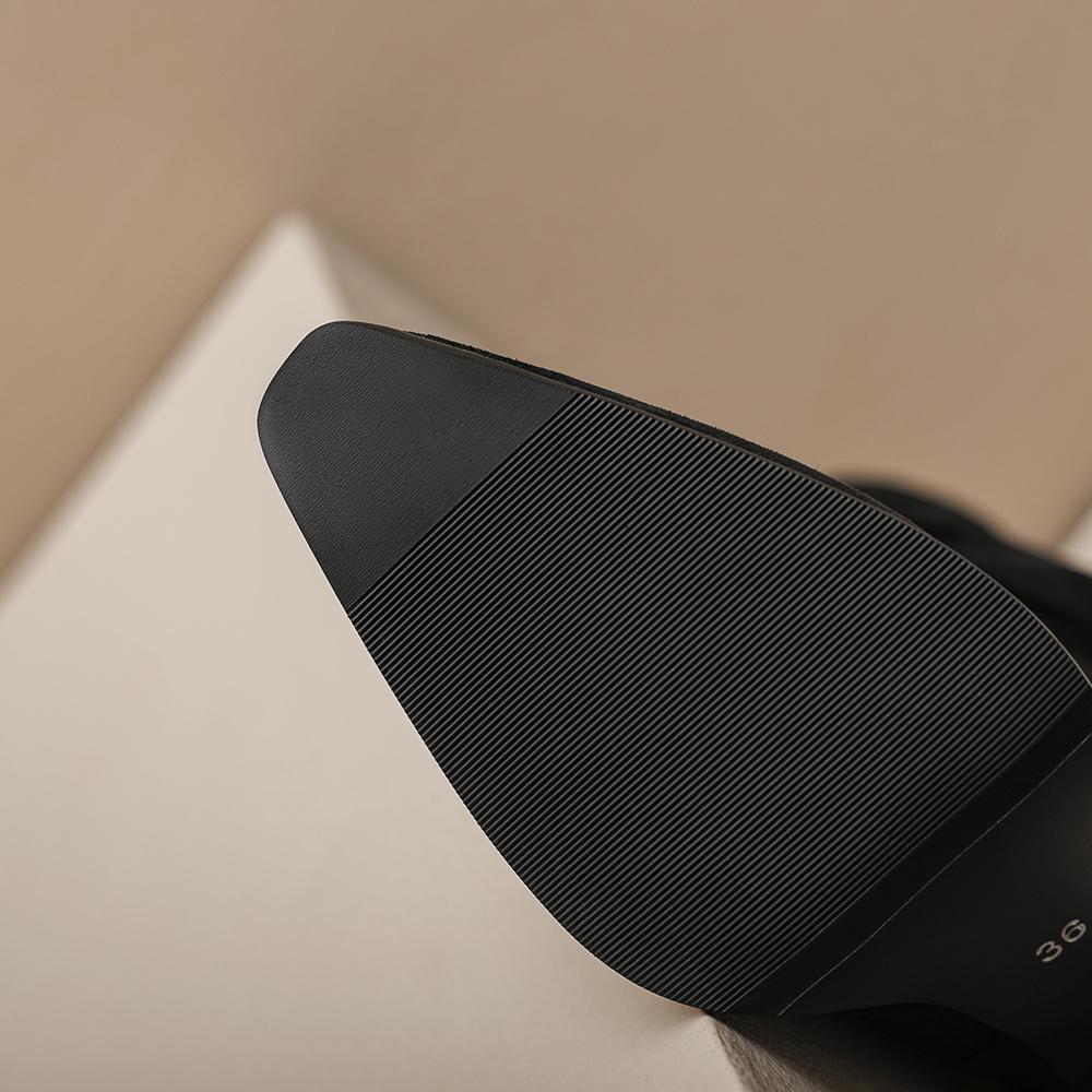 Apricot Black Women Mid Calf Boots High Stiletto Heel Big Size 48