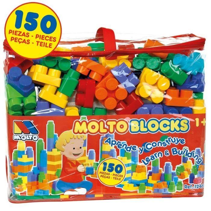 Jeu De Construction - MOLTO - Blocs Sachet 150 Pcs. - Plastique - Diverses Couleurs - A Partir De 3 Ans