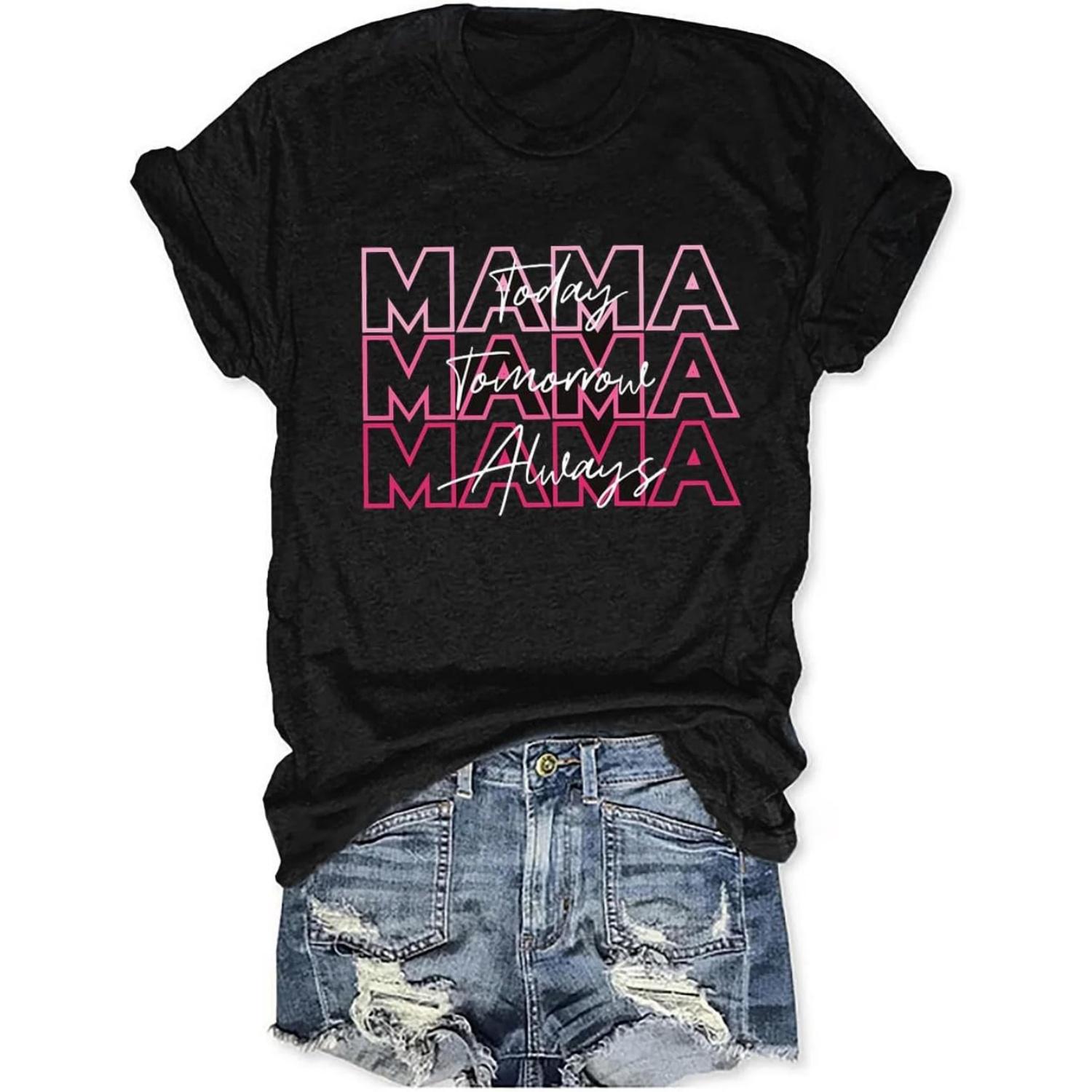 Womens Boy Mama Shirt Casual Letter Printed Boy Mom T-Shirts Short Sleeve Mother s Day Graphic Tee Tops S чёрный
