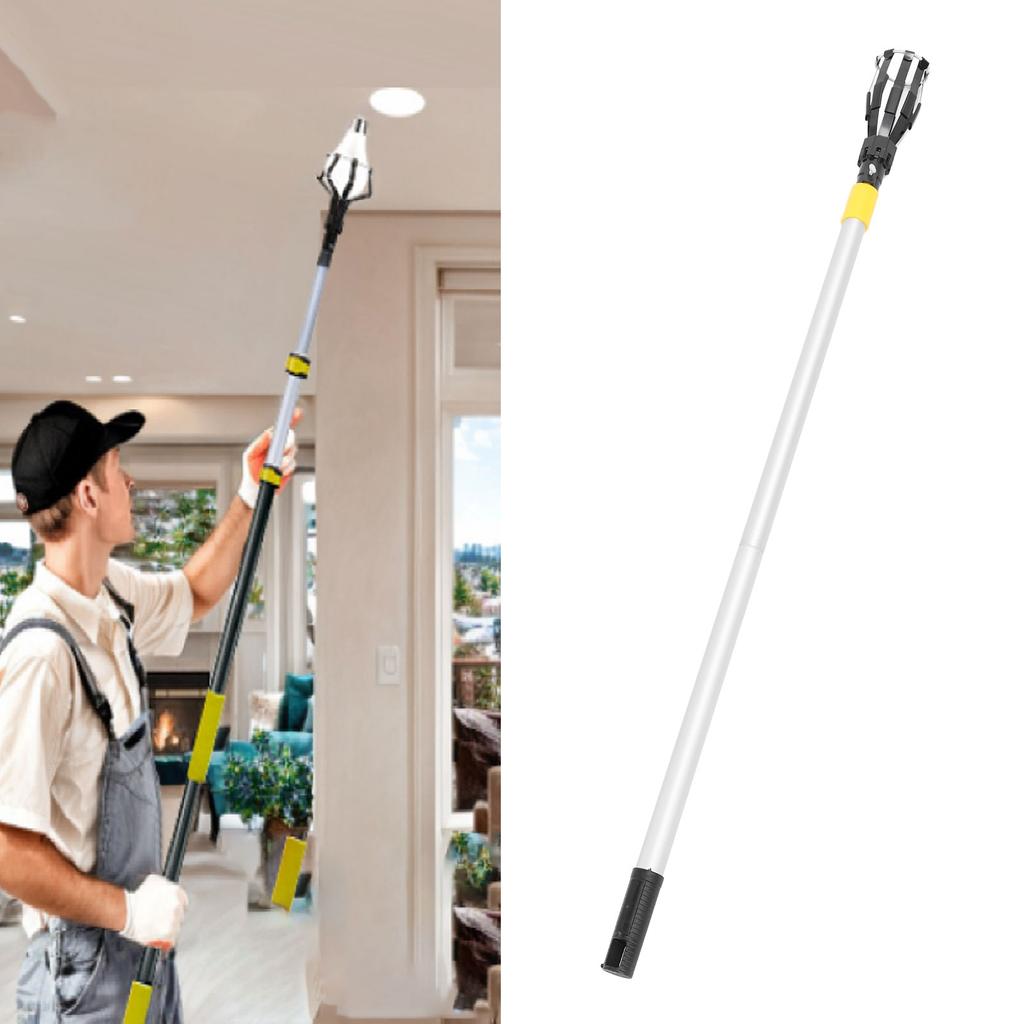 12FT Pærebytter Verktøy for fjerning av pærer i høyt tak Koblingsstang med 2 gripkurver og sugeko