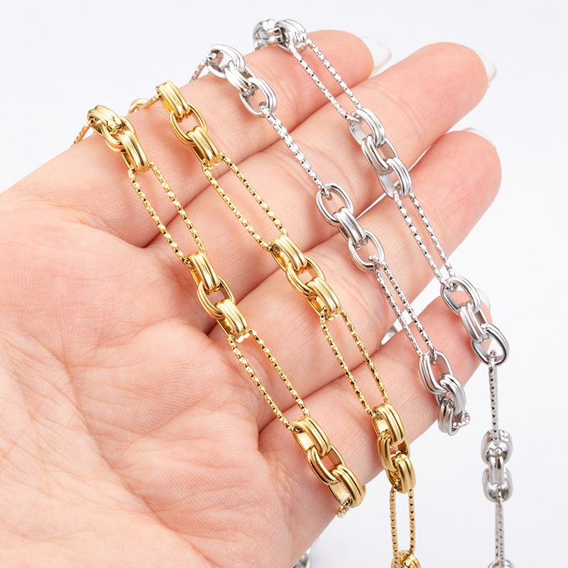 Hot Sale 304 Stainless Steel 18K Gold PVD Coating Plated Waterproof Scratch-resistant Geometric Handcrafted Chain Sell by Meter