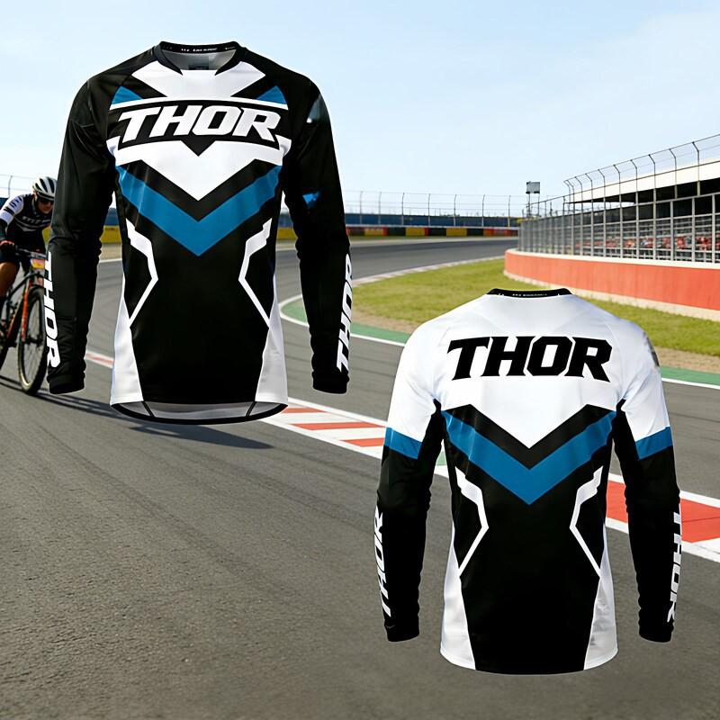 THOR Long Sleeve Mountain Bike Jersey Cycling Apparel Quick Dry Downhill Riding Shirt Men