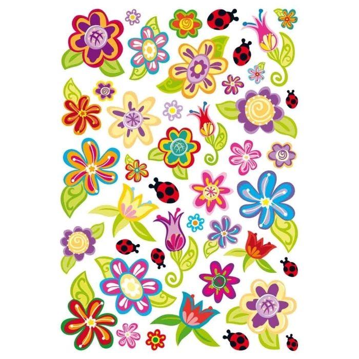 Flower Stickers B from 2.5 To 6.5 Cm 42 Pieces