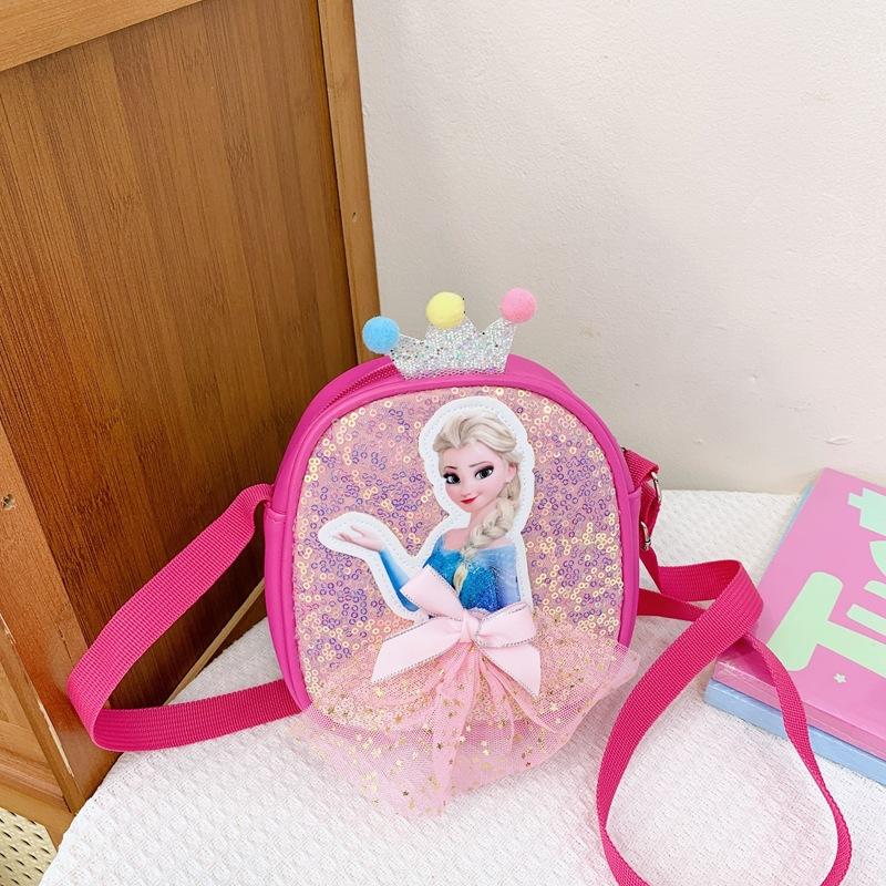 Children's Bag Cute Princess Bag Sequined PU Bag Children's Shoulder Bag Messenger Bag Bag Little Princess Portable Girl