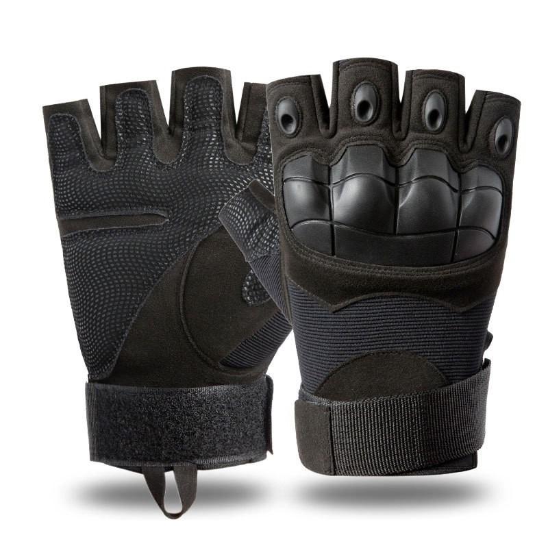 Guanti Tattici Fan Militari Prestazioni sul Campo Nero Outdoor Britannico Equitazione Taglio Resistente Sport Fitness Guanti a Metà Dito con Guscio Duro