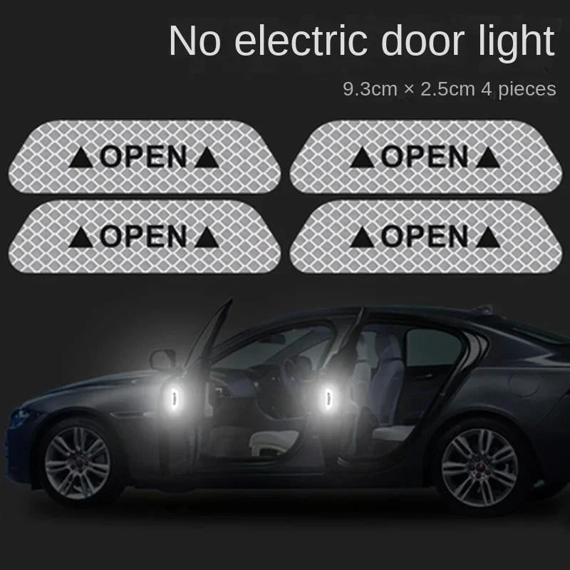 4PCS Reflective Car Door Sticker Auto Safety Warning OPEN Warning Reflector Tape Decal Car Accessories Reflector Sticker