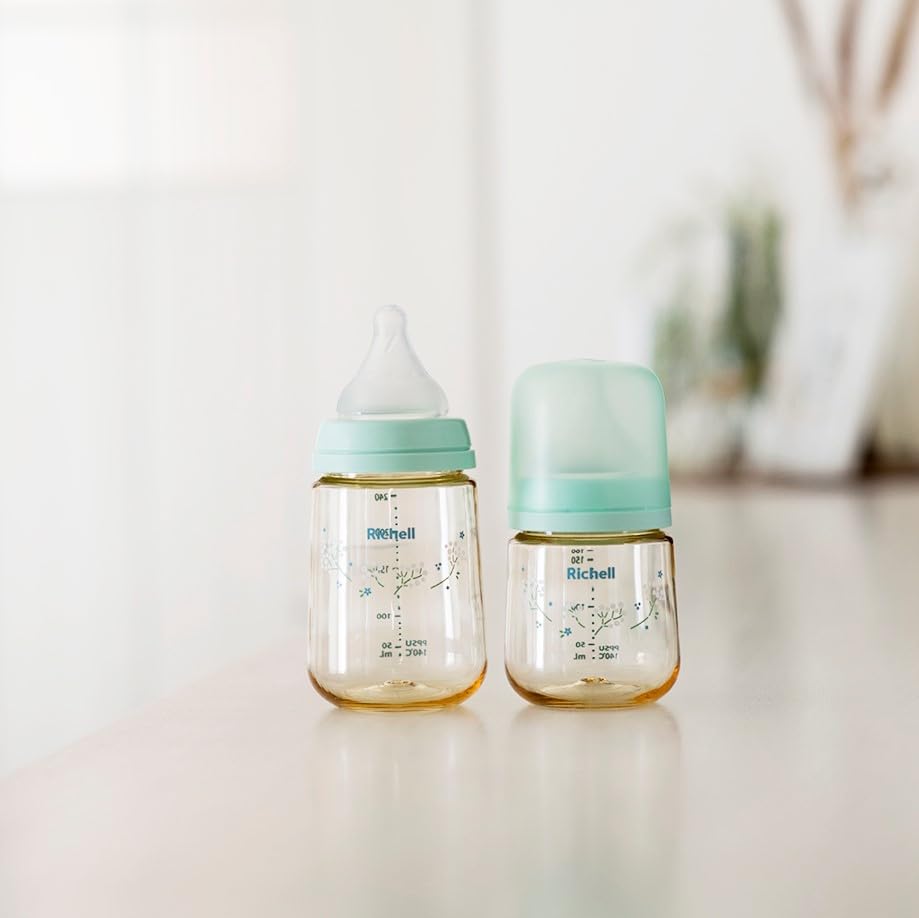 Richell Hanaemi PPSU Baby Bottle 160mL Clear Green 0 Months+