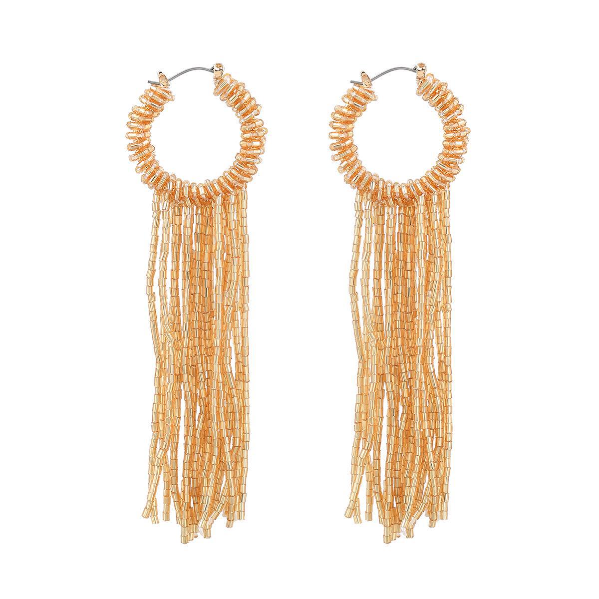 

Длинные стеклянные серьги-трубочки с кисточками в богемном этническом стиле для женщин синий