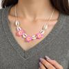 Handmade Ceramic Floral Shell Necklace Intricate Petal Designs Everyday Jewelry Accessory
