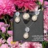 Weißer Mond Litschi Gefrorener Weißer Chalcedon Perlenkette, Wassergeist, Tiefsee Perle Seestern Blume Perlenohrringe