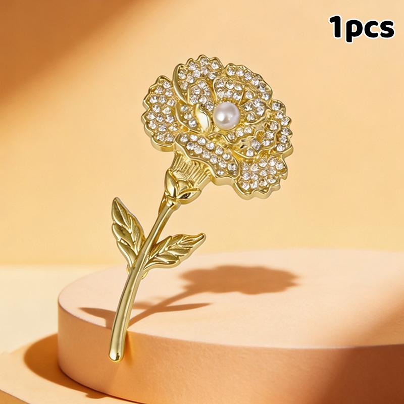 

Creative Carnation Brooch Luxury With Pearls Metal Corsage Ornament Decorative Lapel Pin Gift Giving 1/2Pcs 1pcs золотий