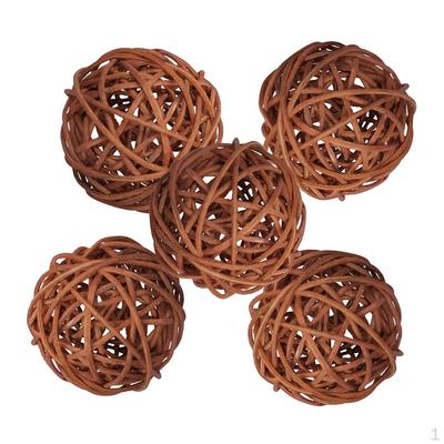 Confezione da 5 palline in rattan di vimini di colore marrone - Sfere decorative Sfere artigianali fai da te, decorazione di nozze,