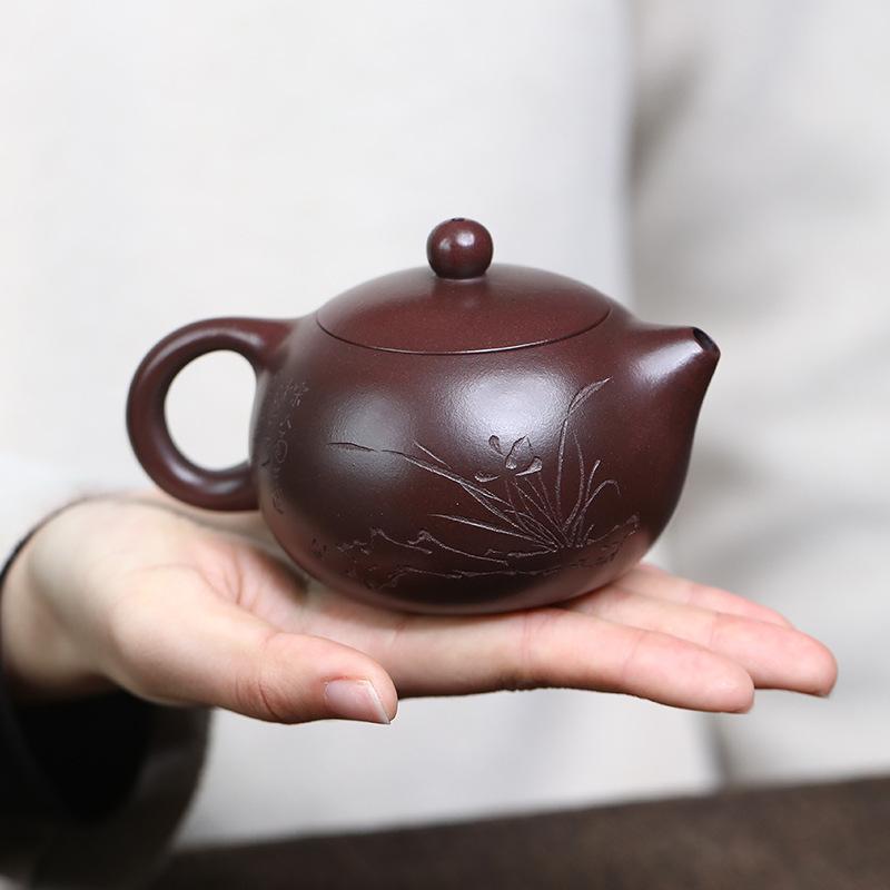 180ml Yixing Purple Clay Teapots Handmade Orchid Xishi Pot Raw Ore High Temperature Purple Mud Kettle Zisha Tea Set Tea Services