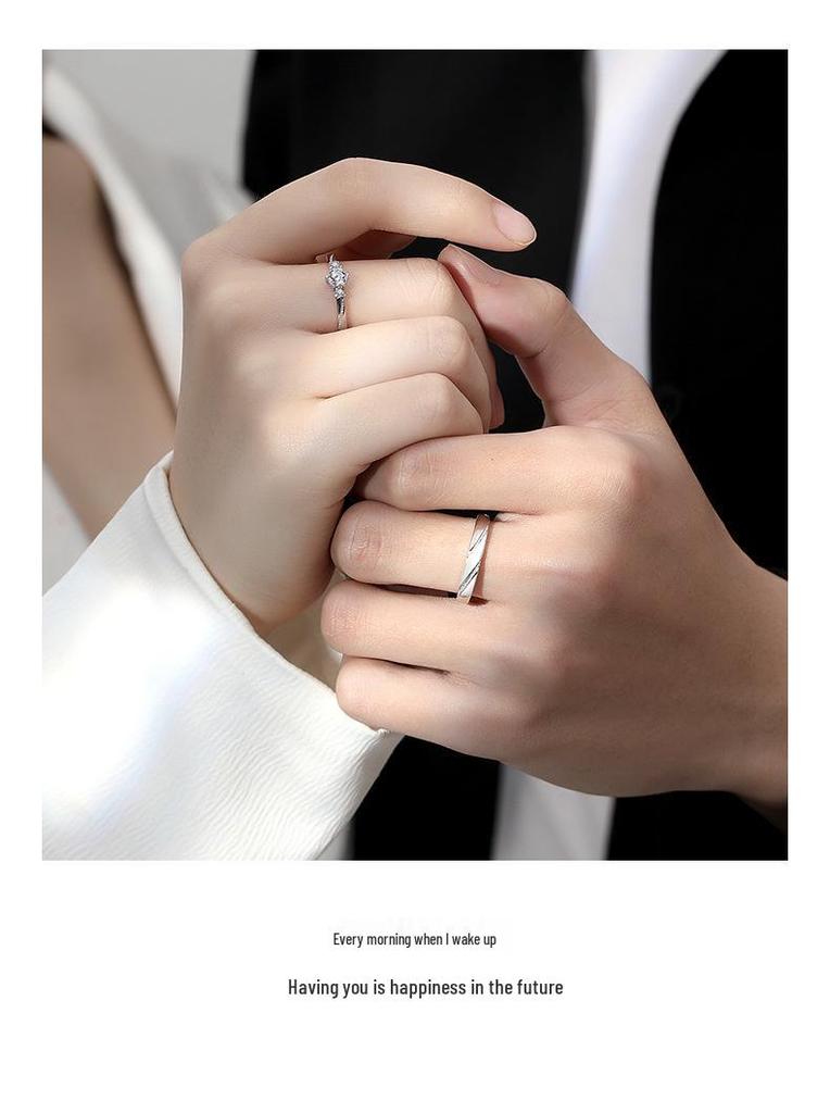 Tichiya S925 Sterling Silver Couple Rings - Love At First Sight, Niche Design, High-End Feel