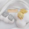 Dongdaemun Metal Texture Woven Stud Earrings Light Luxury Fashion Trend Temperament Stud Earrings Unique Personality Earrings