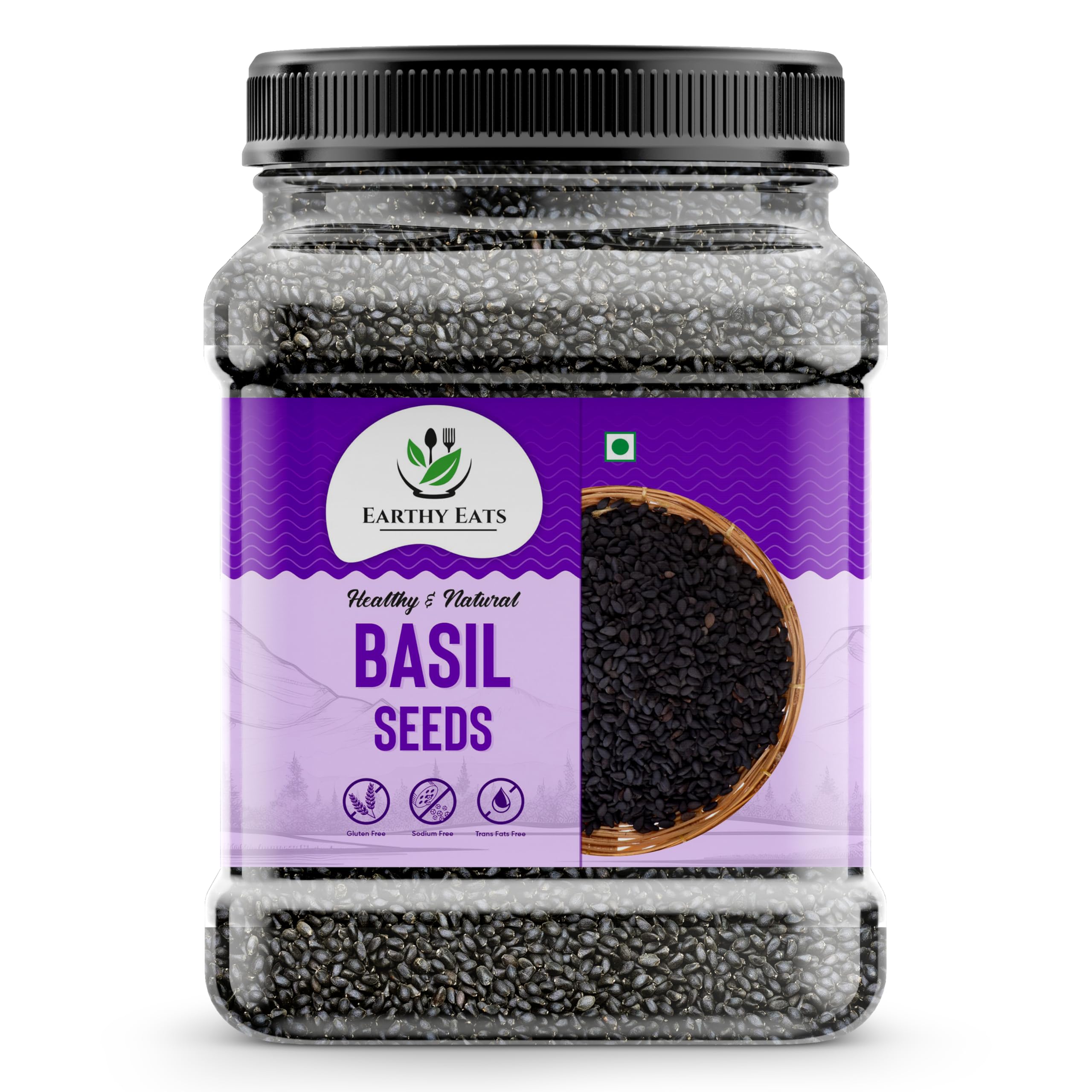 

Earthy Eats Raw Basil Seeds | Sabja Seeds | Reduce Body Heat | Tukmaria Seeds for Weight Management | High in Fibre & Omega 3 (Pack Of 1)