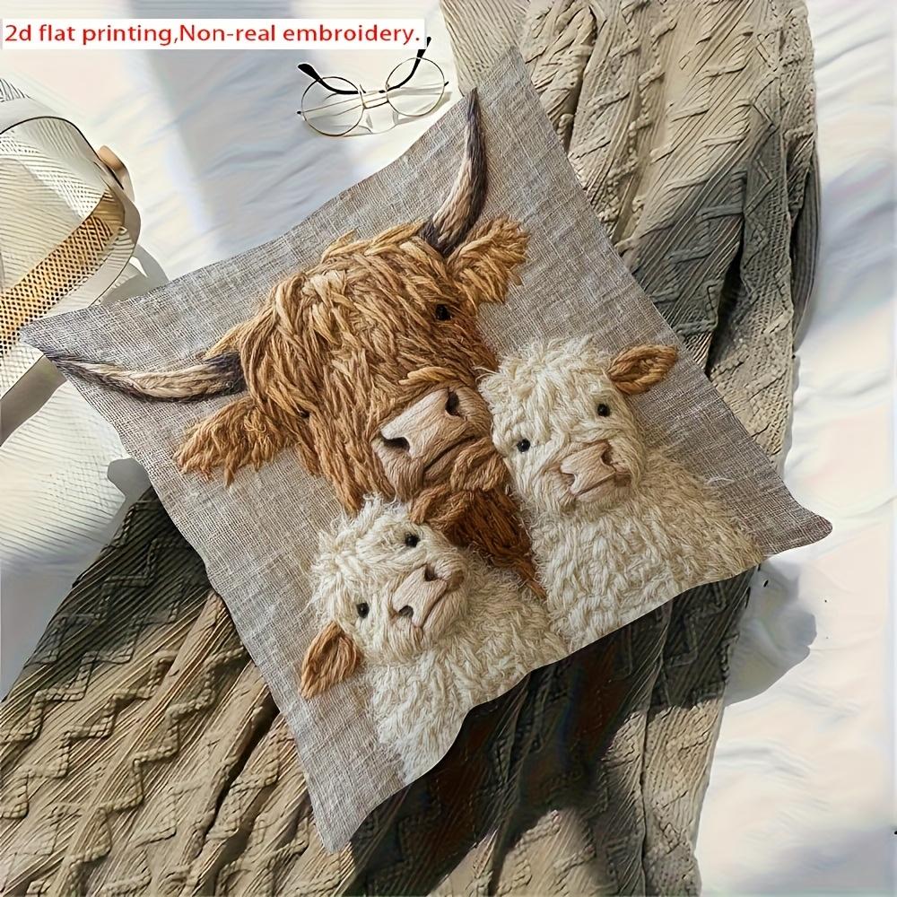 1pc Cute Animal Short Plush Small Cattle and Sheep Pillow Cover Does Not Contain Core Suitable for Living Room Home Decoration Bedside Cushion