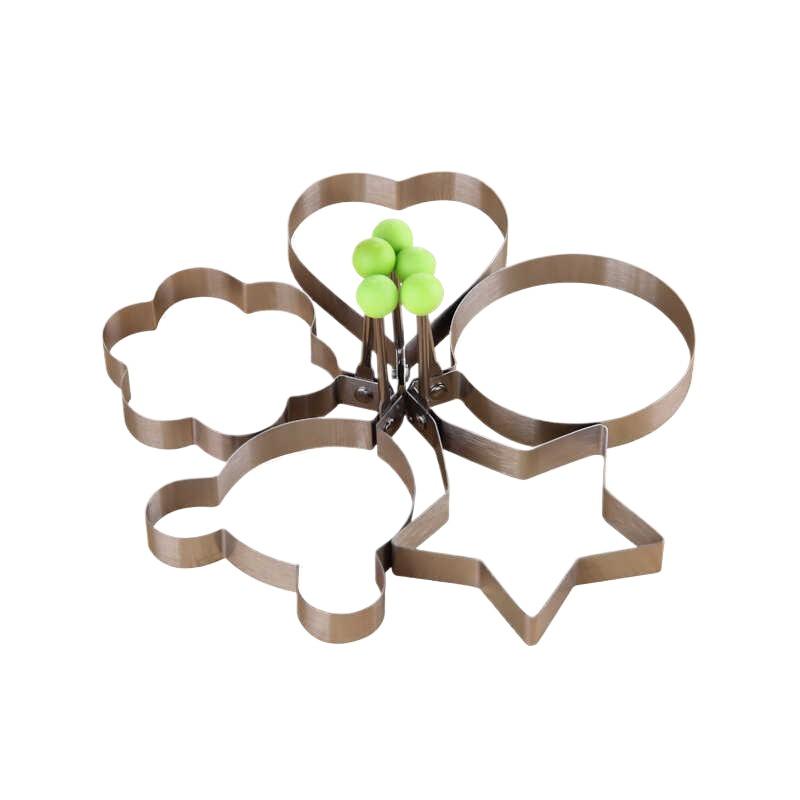 5Pcs Eggs Rings Mold With Handle Stainless Steel Round Non-stick Pancake Omelette Mold For Griddle Egg Shaper Home Kitchen Items