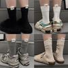 Women'S Socks, Macarons, Solid Colors, Trendy Mid-Tube Cotton Socks, English Letters, Heels, Cloth Labels, Candy Piles, Socks