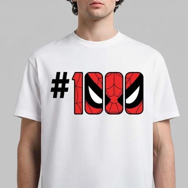 Marvel The Amazing Spider-Man 1000 Logo White T-Shirt Men Cotton Graphic Tee 3XL