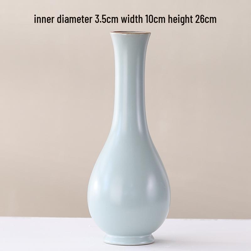 Elegant Celadon Vase: Classical Ru Kiln Ceramic for Hydroponic Flower Arrangements and Living Room Decor