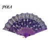 Chinese Style Sturdy Plastic Rib Fan Vintage Lace Folding Portable Floral Pattern Elegant Handheld Lightweight for Tea Wear Hand Dance Performance