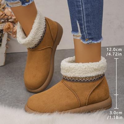 Damen-Schneestiefel in Übergröße aus Baumwolle - Herbst/Winter 2025 Neuer Stil, Mit Fleece gefüttert, Dick, Lässig, Warm, Plateau-Dicke Sohle, Kurzschaft
