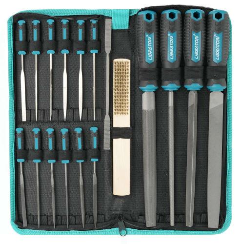 LIBRATON 31-Piece File Set: Includes Iron Files, Flat, Round, Semi-Round, and Triangular Files, As Well As Diamond Files, Fine and Medium Grits, for M