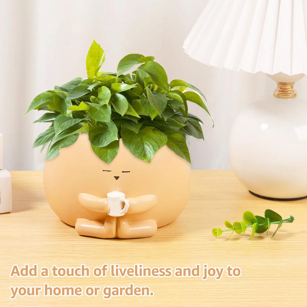 Resin Small Flower Pot Succulent Plant Pot Mini Potted Vase With Bottom Drainage Holes for Desktop Balcony Garden Flower Pot Dec