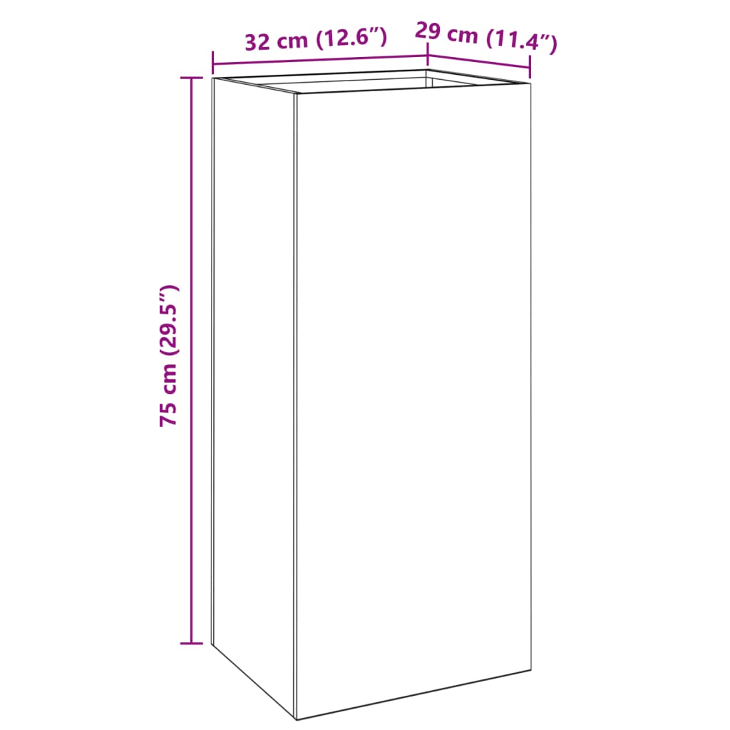 White Plant Pot 32 X 29 X 75 Cm Steel