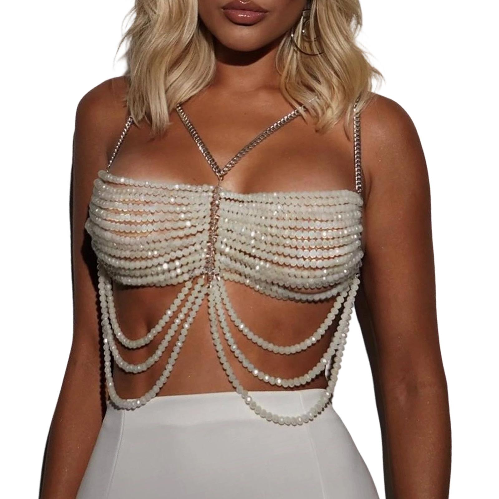 

Многослойная цепочка на тело с бусинами, цепочки на грудь, body chain harness для фестивалей и рейвов, аксессуары для тела, украшения для женщин и девушек 1