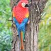 Tree Stump Parrot Ornament, Waterproof Resin Parrot Statue with Realistic Feather Texture, Outdoor Wall Mount Macaw Bird Ornament for Garden Tree