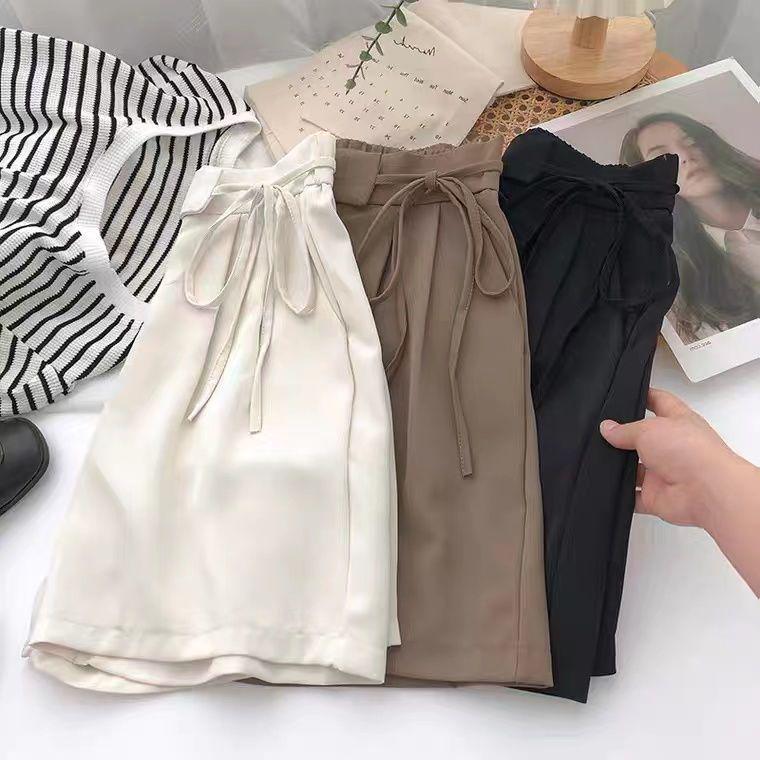 Women's Summer High Waist Drawstring Shorts: Loose, Casual A-line Wide Leg Pants