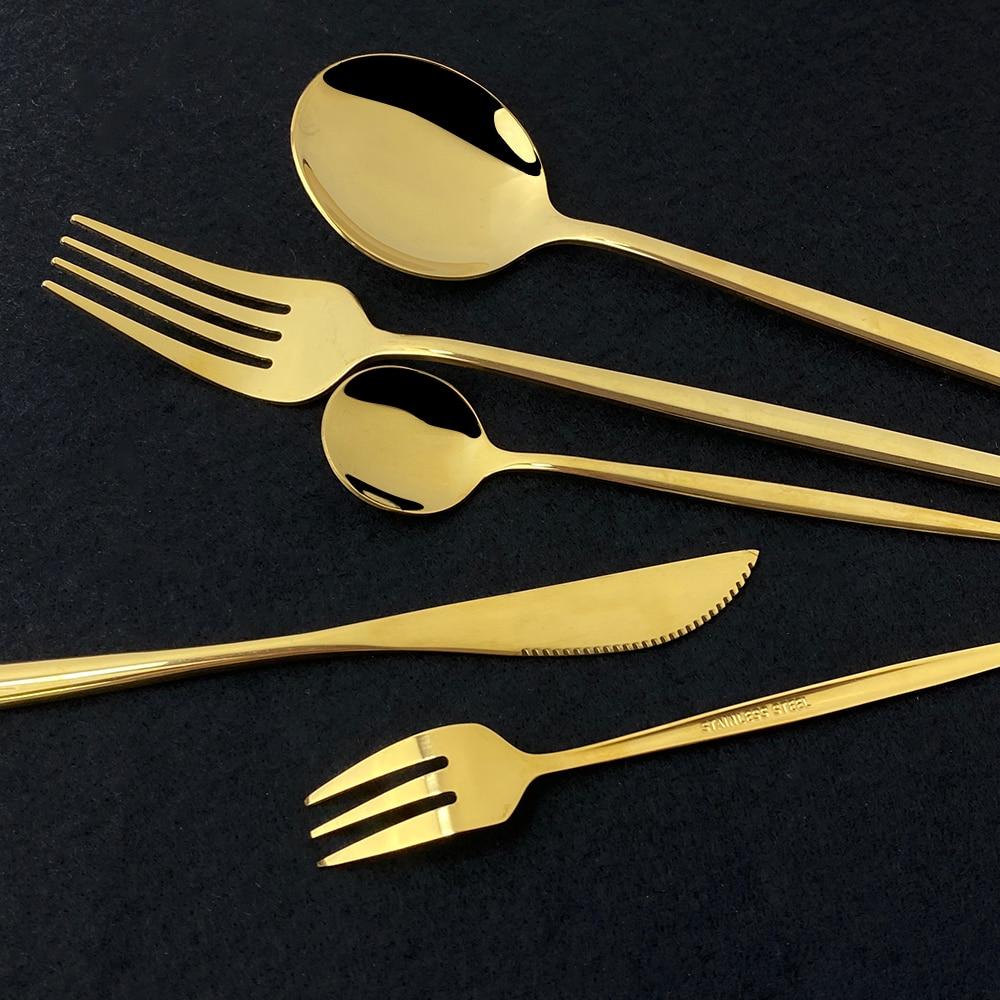 Gold Western Dinnerware Tableware Dessert Knife Fork Coffee Spoon Teaspoon Steel Cutlery Set Stainless Steel Home Dinner Set