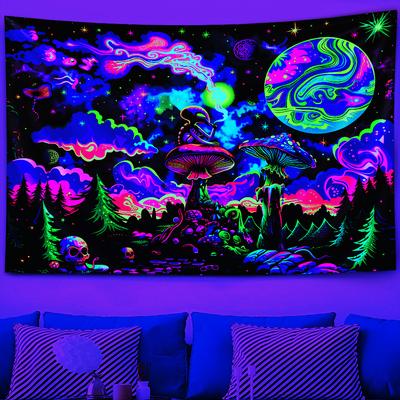 VIKAMA Alien Fantasy Tapestry Nebula Gradient HighDensity Blackout Fabric Music Studio SciFi Theme Bedroom Decor
