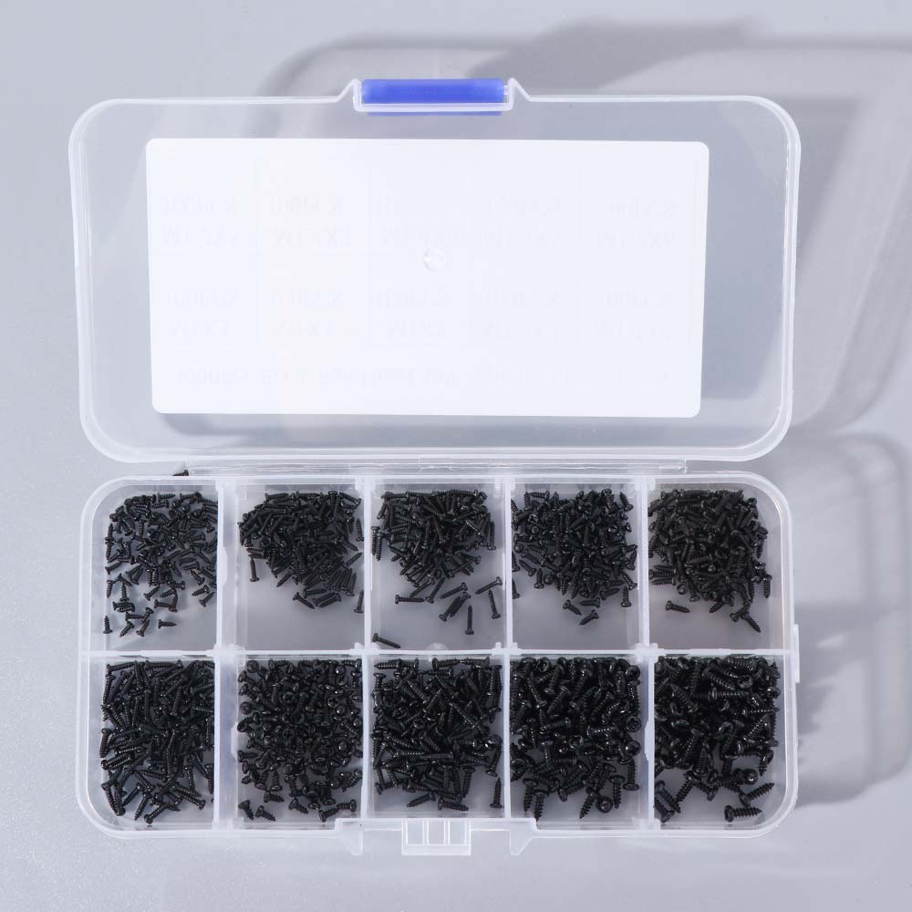 M1 M1.2 M1.4 M1.7 Self Tapping Screws Black Micro Cross Phillips Laptop Screws With Box Carbon Steel Computer Screws Woodworking