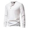 Spring Autumn Waffle Henley T-Shirt Men Basic Breathable Men's Long Sleeve Tops Tees Casual Solid Color Button T Shirts