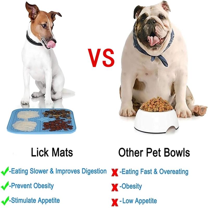 Lick Pad designed for Dog Cat Slower Feeder Licky Mat designed for Puppy Kitten Silicone Dispenser Pet Feeding Licking Mat Bathing Distraction Pad