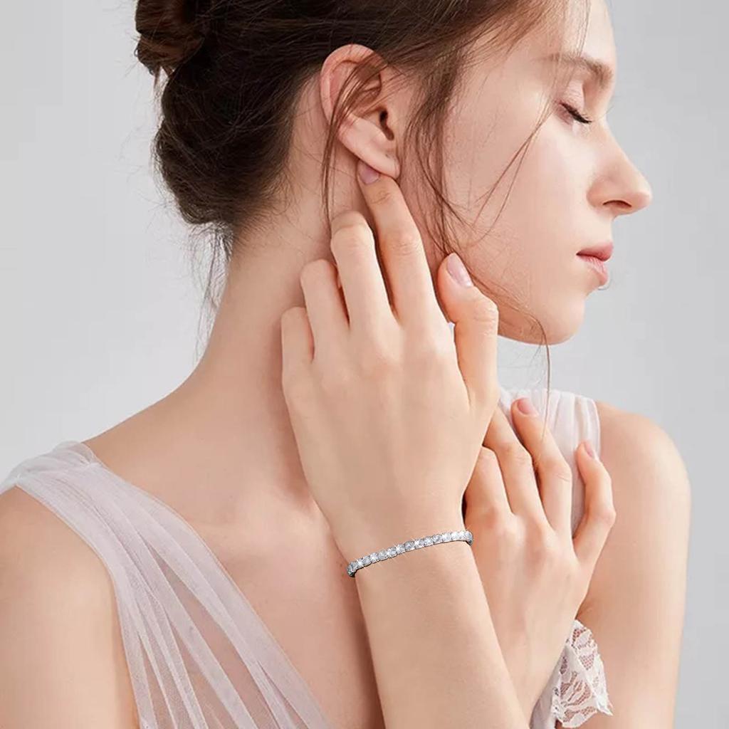 Women's Shine White Crystal Bracelet, Trendy Charm Tennis Chain Wristband, Wedding Party Gifts Jewelry Wholesale