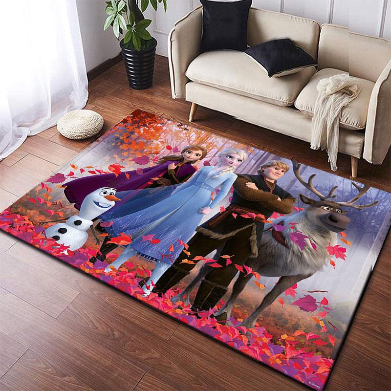 Elsa Queen cartoon pattern rug, Frozen theme, suitable for home, bedroom, bedside rug, and bathroom mat.