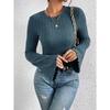 Women S Slim Fit Long Sleeve Knit Top Crew Neck Brushed Fall Winter