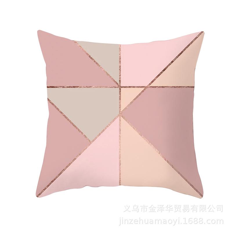 Modern Simple Pillow Cover Office Cushion Cover Pink Geometric Print Cushion Home Furnishings Home