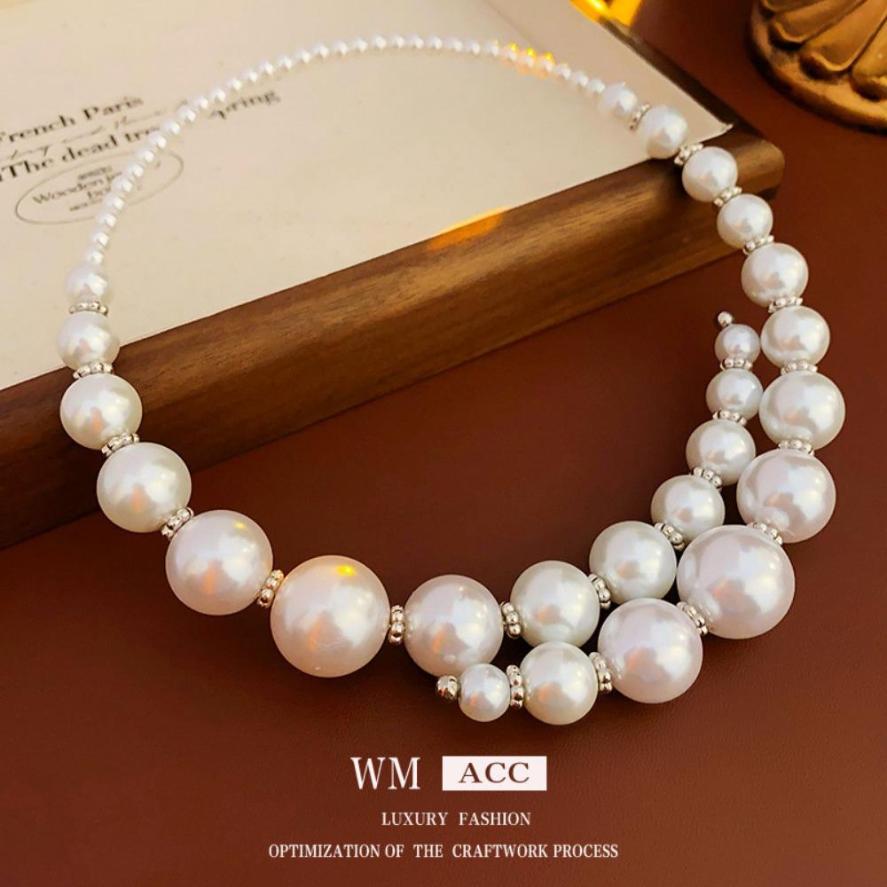 Irregular Cross Pearl Collar Versatile High Sense Fashion Clavicle Chain French Vintage Light Luxury Necklace Women