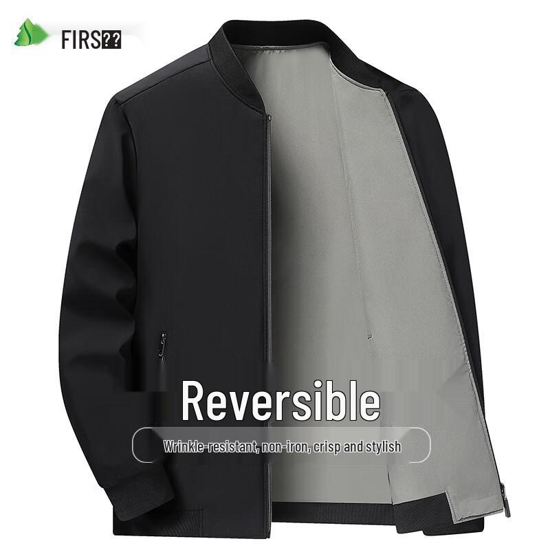

Shanshan Men s Reversible Anti-Wrinkle Business Casual Baseball Jacket M
