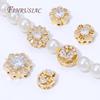 Style Multiple Plaqué Or 14K Perles Zircon pour Fabrication de Bijoux, Perles Espacement Métal, Perles Fleurs Rondes Séparateurs Accessoires DIY