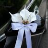 Bridal Car Handle Accessories Calla Lily Wedding Door Decorative Flower, White Artificial Flower Bouquet Coordinated Motorcade Styling with