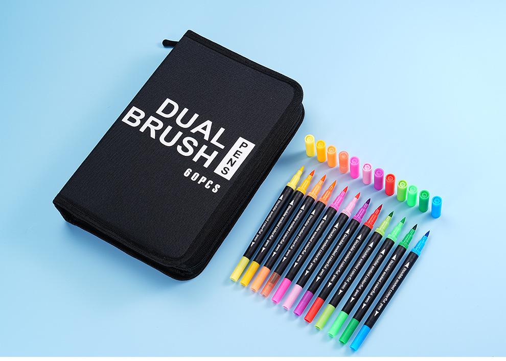 120-Color Double-Ended Watercolor Marker Pen Set for Painting, Doodling, and Outlining with Children's Paint Brushes