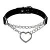 1PC Punk Rock Gothic PU Leather Necklace Heart Round Spike Rivet Collar Studded Choker Chain Necklace Handmade Jewelry