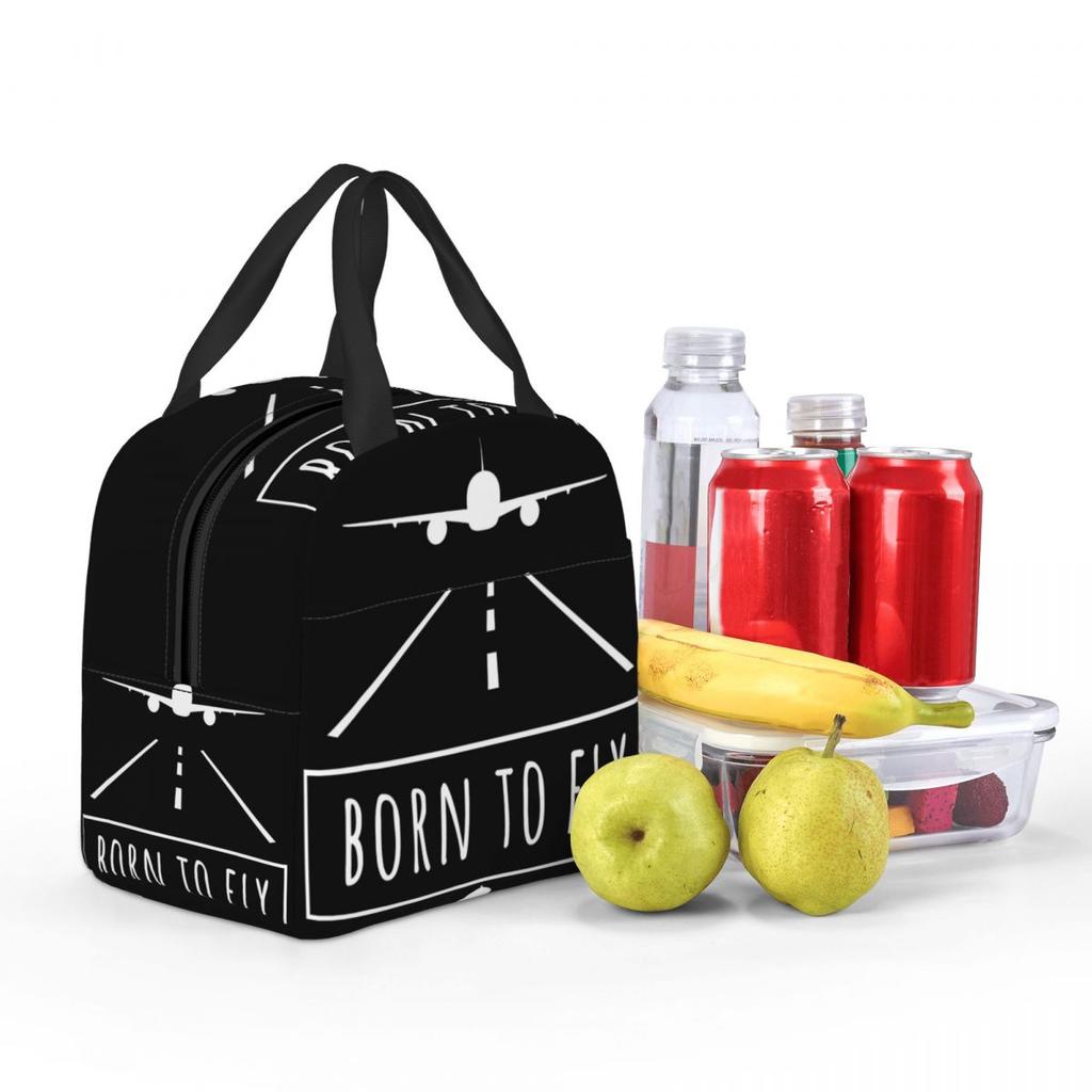 Born To Fly Captain Stripes Flight Pilot Insulated Lunch Bag Office Cooler Thermal Food Box Tote Leakproof Lunch Boxes Container
