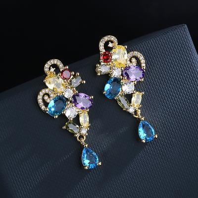 Fashion Kaleidoscope Zircon Earrings 925 Silver Temperament Street Trend Kaleidoscope Earrings Party Birthday Jewelry Gift